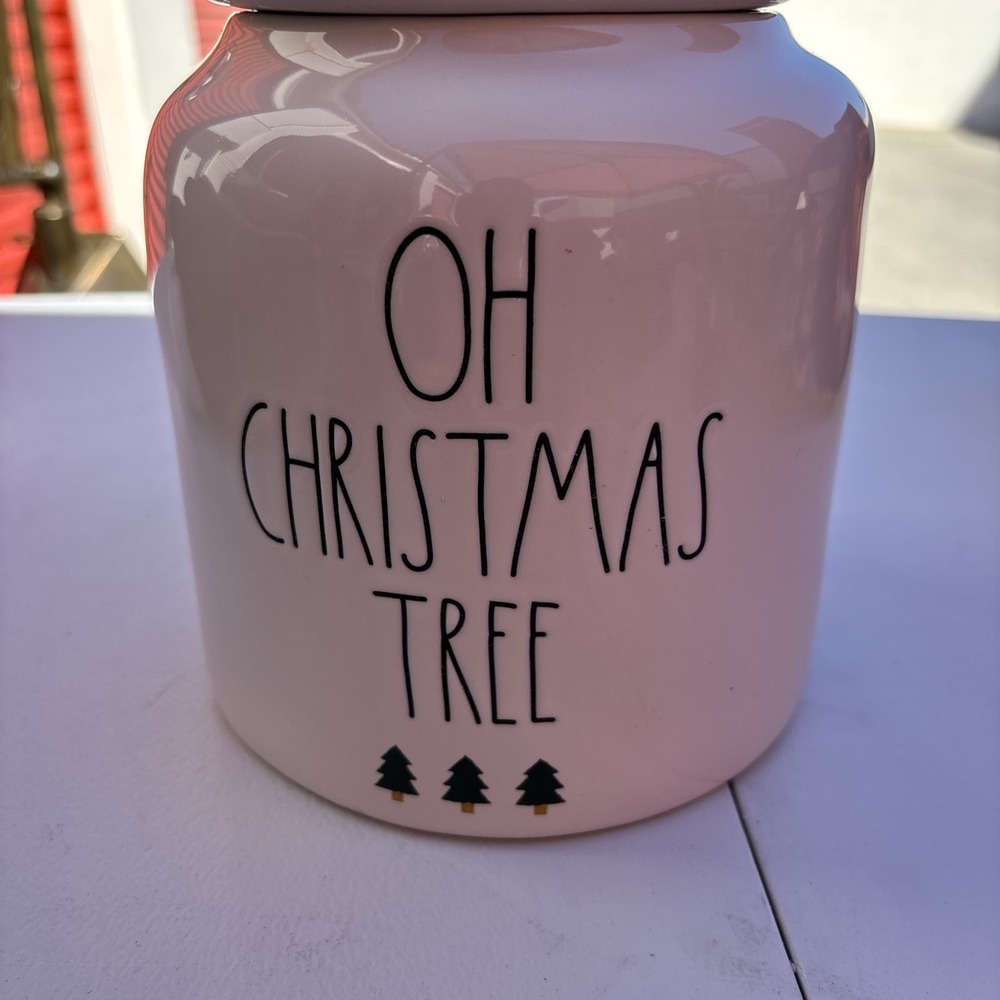 NEW Rae Dunn  OH CHRISTMAS TREE Christmas 9" Chubby Canister Cookie Jar - Picture 2 of 6